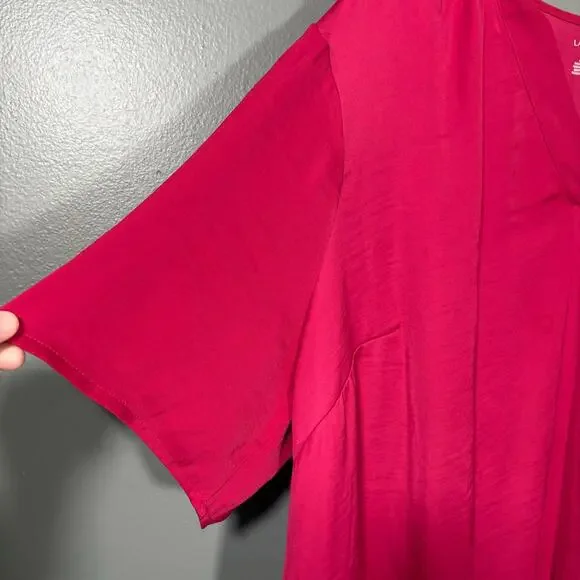 Lane Bryant Bright Pink Mixed Media Minimalist Top - 22/24 - Women's Plus Size - Picture 3 of 6